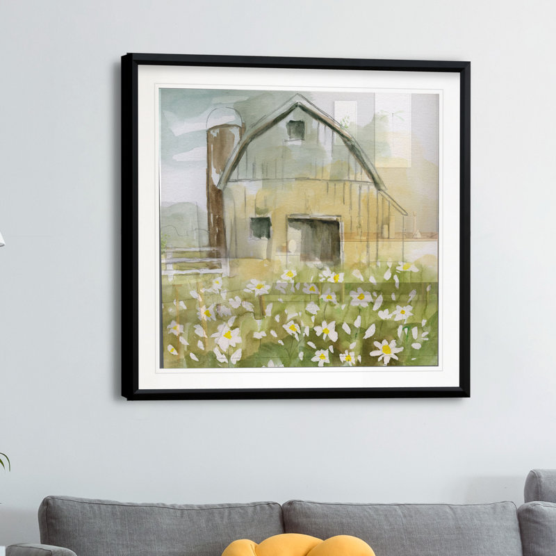 Daisy Barn - reproduction d'art, H 30,5 po x l 30,5 po x P 1,5 po, Cadre plastique noir