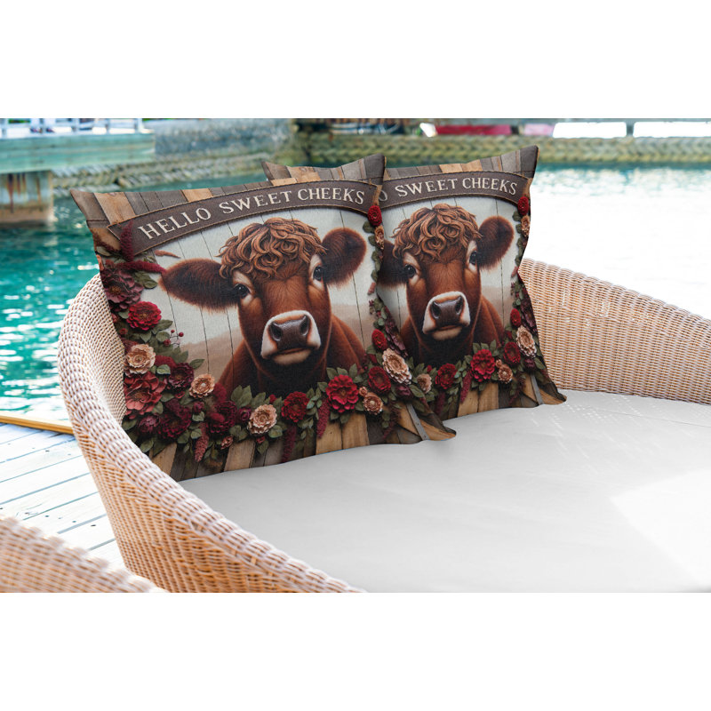 Coussin décoratif réversible en tissu, H 18 po x l 18 po, Carré