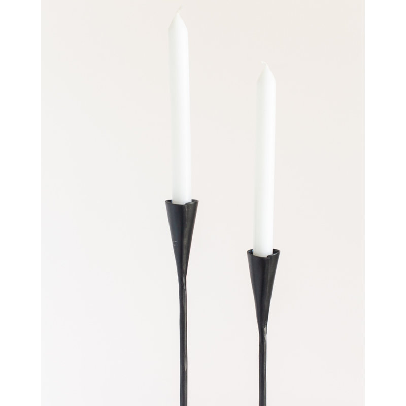 Phoenix Candlesticks Set of 2 - Brass Finish, Black