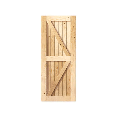 Porte de grange en bois de pin massif 5-en-1 de conception non finie / non assemblée seulement