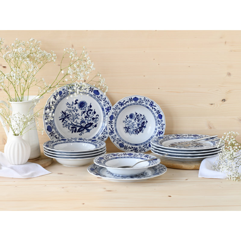 Flora Onion Pattern , 12 Piece Dinnerware Set for 6
