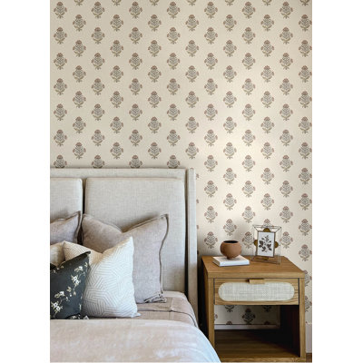 Hollyhock Honey Floral Crest Wallpaper