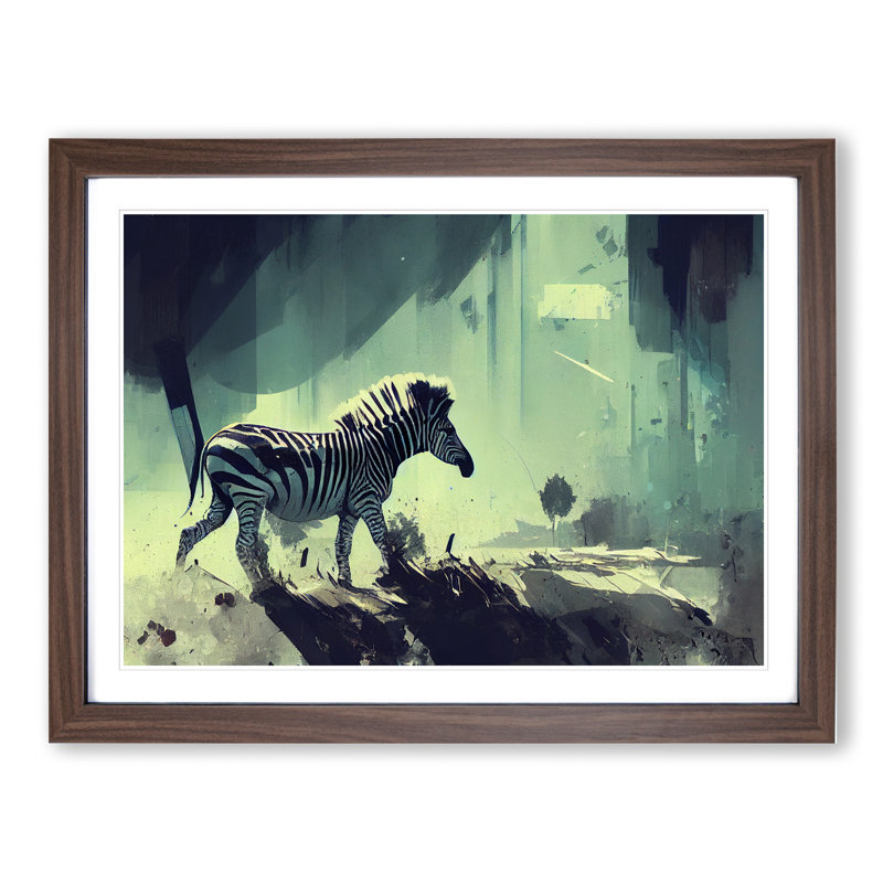 Zebra Vol.1 - Single Picture Frame Painting, 46cm H x 64cm W x 2cm D, Walnut