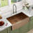 33"L x 21"W Rose Gold Undermount Farmhouse Kitchen Sink Deep Single Bowl Stainless Steel Sink with  Dish Drying Rack-125397388