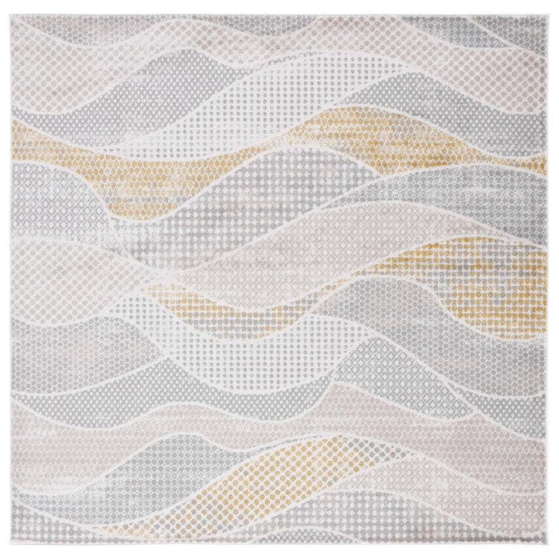 Pearsons 514 Area Rug In Gray/Beige/Gold, Square 6'7"