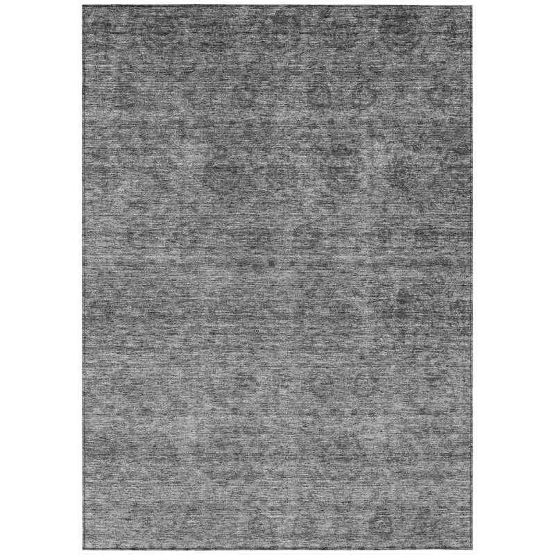 Tapis extérieur lavable floral gris et gris anthracite 8 pi x 10 pi