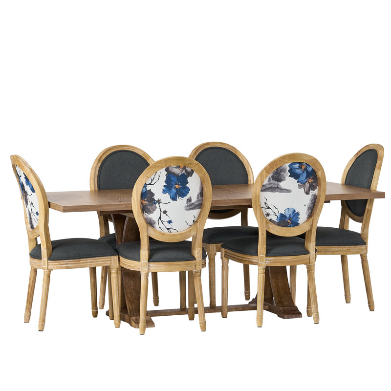 Holli 6-Person Extendable Trestle Dining Set, Dark Gray