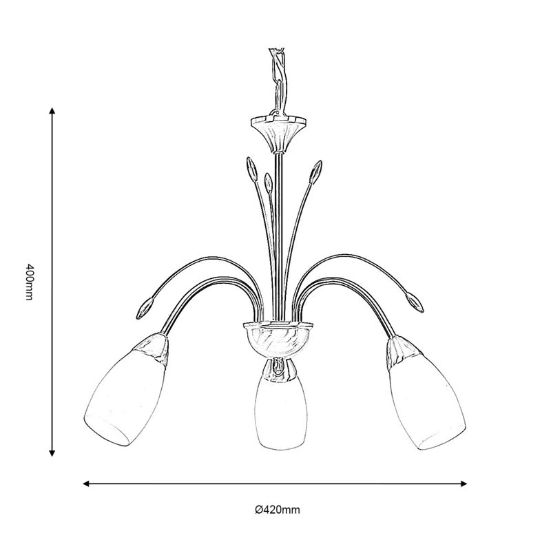 Bradwood 3 - Light Shaded Chandelier, Antique Chrome