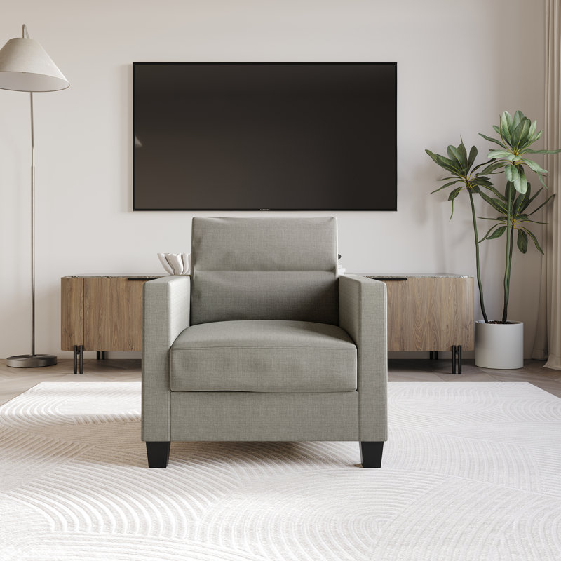 Macy Upholstered Armchair, Gray 100% Linen