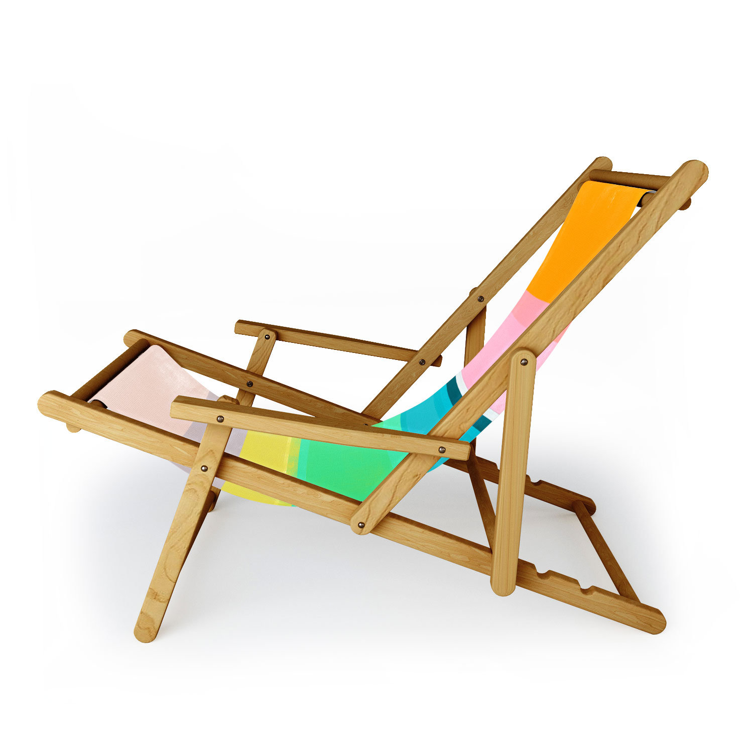 Tania Folding Deck Chair, Green/Blue