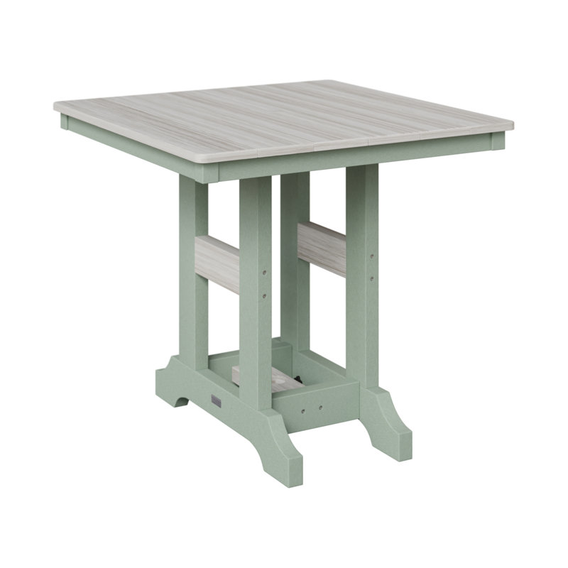 Garden Classic Outdoor Square Bar Table, 39.5" H x 33" W x 33" D, Seashell, Seafoam