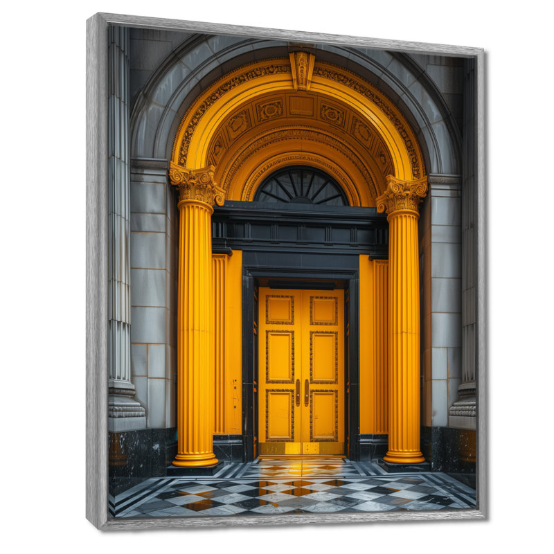 Jaune jaune gris majestueux Banks - Banks Wall Art, Toile argentée avec cadre flottant, H 32 po x l 16 po x P 1 po