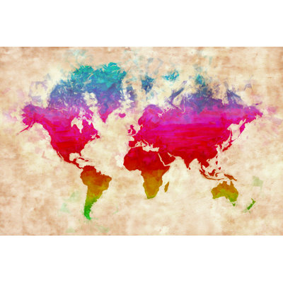Colored World Map - Wrapped Canvas Painting