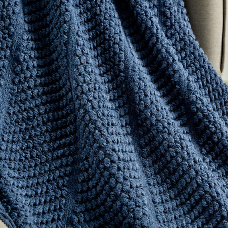 Navy Knitted Throw Blanket 50" x 60"