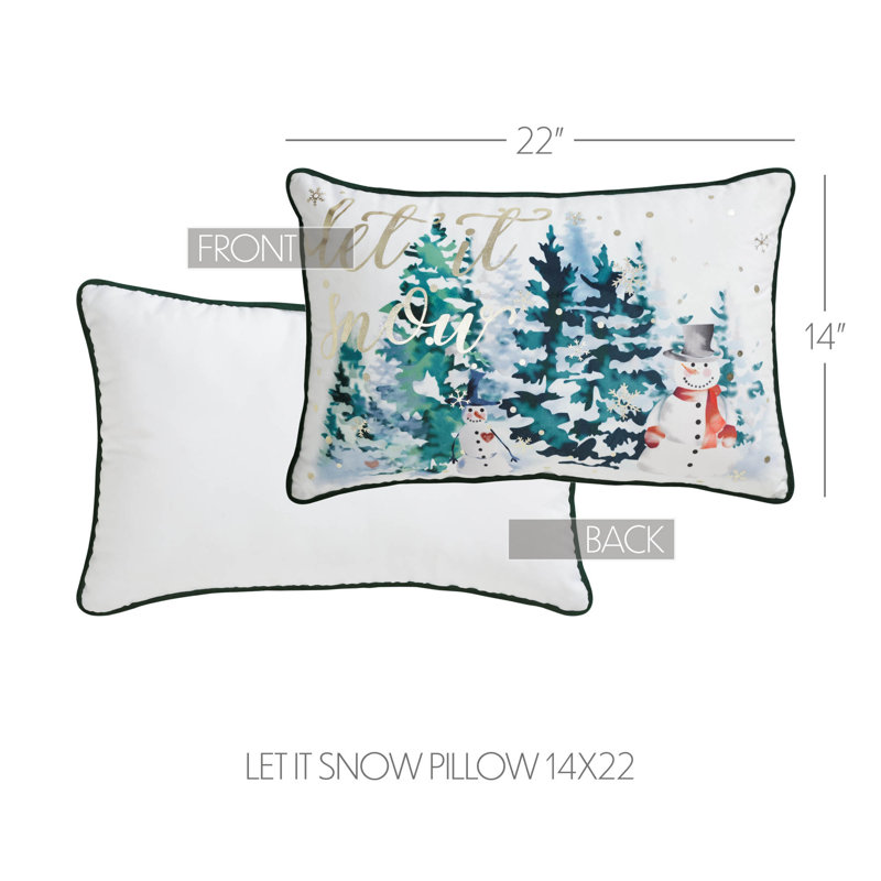 Let It Snow White and Gold Christmas Pillow