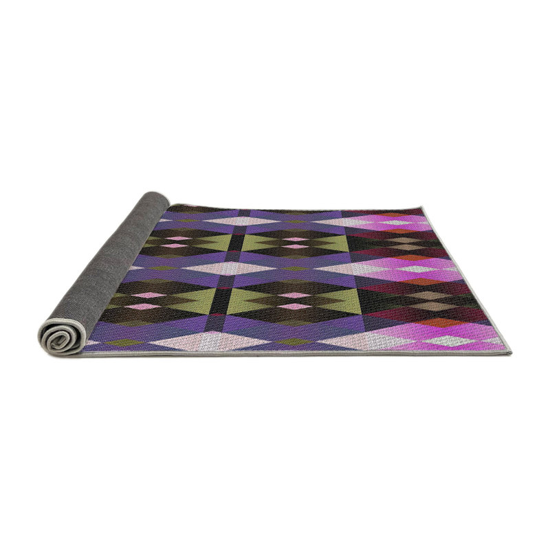 Tapis à motif rose/bleu/olive zone, Rond 4 pi