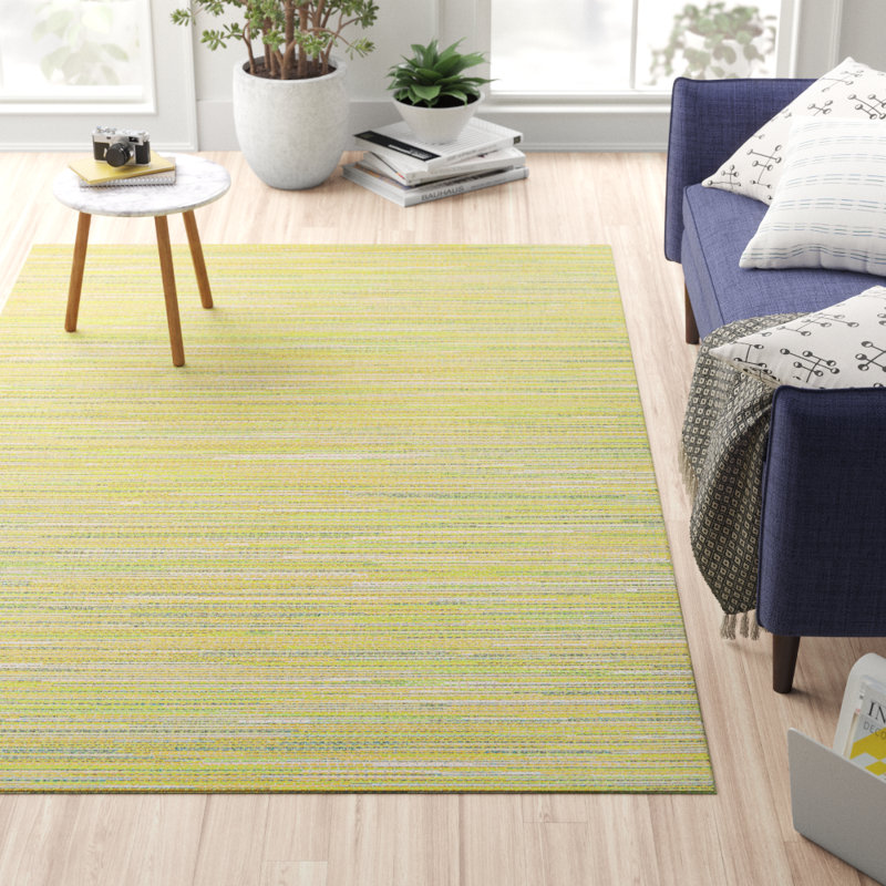 Tapis d'intérieur rayé jaune Garbielle Performance, Rectangle 7 pi 6 po x 10 pi 9 po