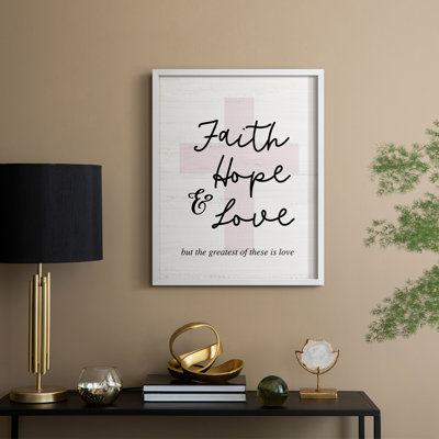 Faith Hope and Love Cross Framed Print - Solid Wood
