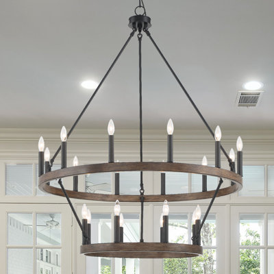 Daromir 20 - Light Dimmable Wagon Wheel Chandelier