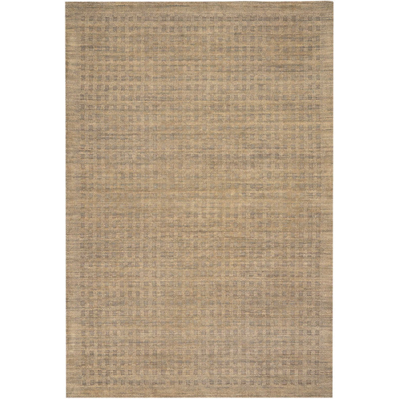 Tapis brun en laine tissé à la main Aviah, Rectangulaire 5 pi x 7 pi 6 po