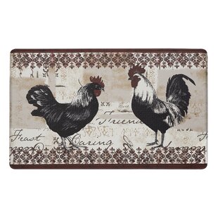  Linen Geometric Rooster Kitchen Rug Kitchen Mat Set of 2,  Farmhouse Decor for Kitchen Mats Cushioned Anti Fatigue 2 Piece Set and  Chicken Kitchen Mat for Home Kitchen Decor or Office