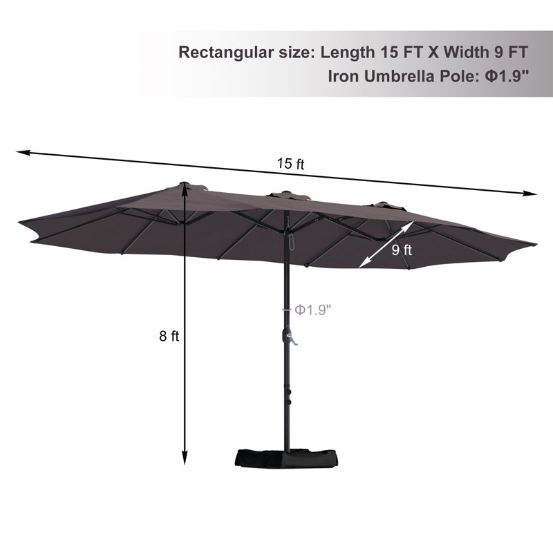 Parasol de marché 15 pi avec base, Brun