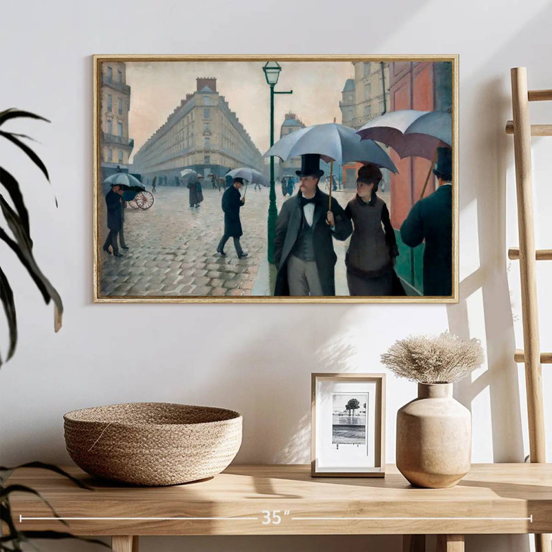 Paris, Paris, jour de pluie 1877, Cadre flottant en bois naturel, 25 po x 17 po