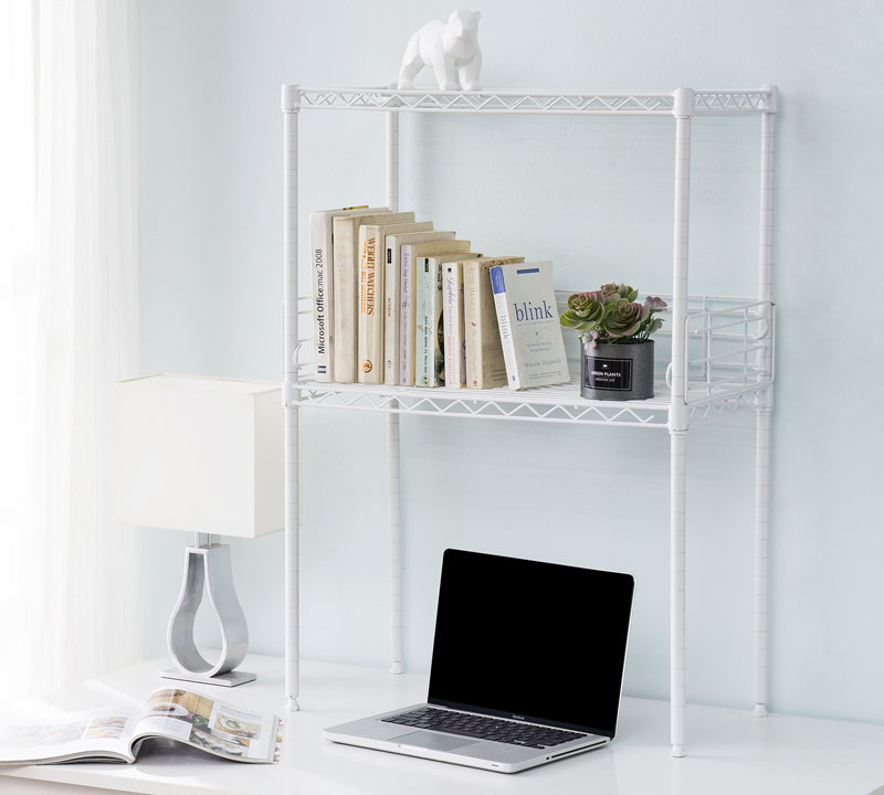Suprima 33.5'' H x 24'' W Mini Desktop Carbon Steel Bookshelf Small Version, White