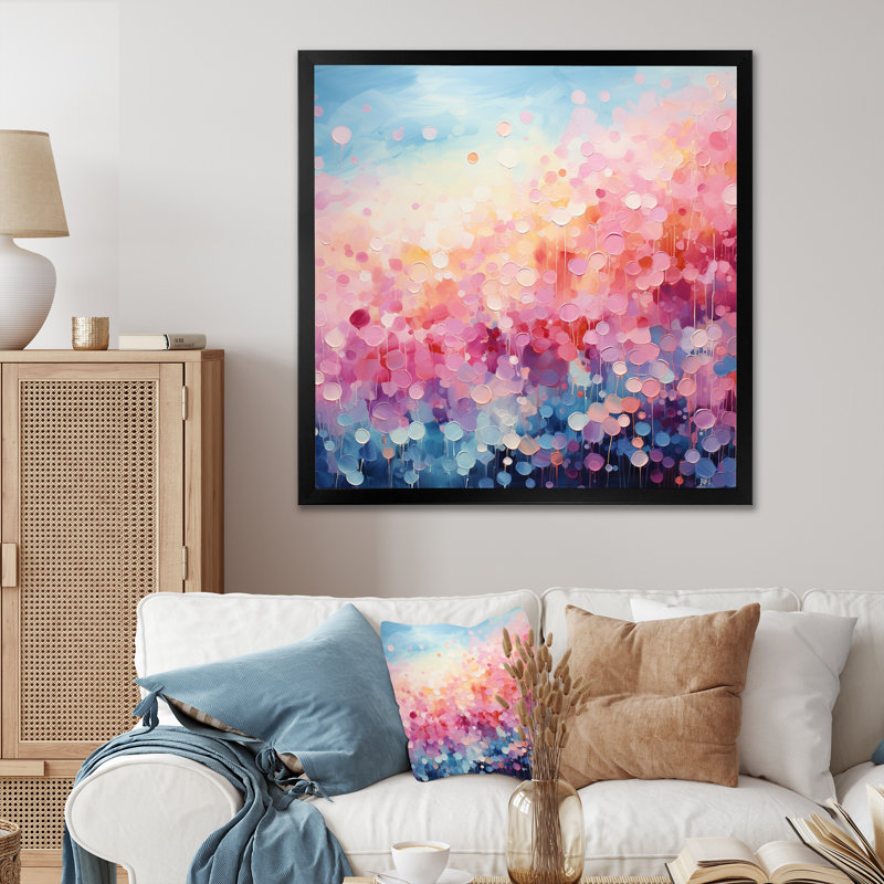 Cotton Candy I - Abstract Landscape Canvas Wall Art, Cadre photo noir, H 16 po x l 16 po x P 1 po