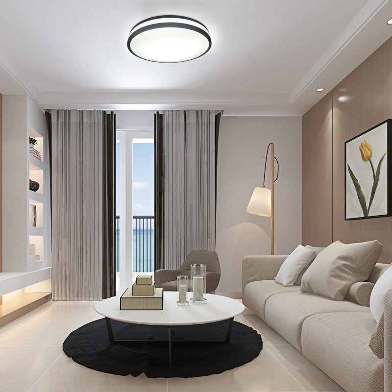 Ensemble de 2 plafonniers encastrés à DEL de 13 pouces avec 2 cadres noirs, 3000K / 4000K / 5000K réglable, à intensité variable, 24W, plafonnier moderne à DEL, pour chambre à coucher, sous-sol, couloir, homologué ETL