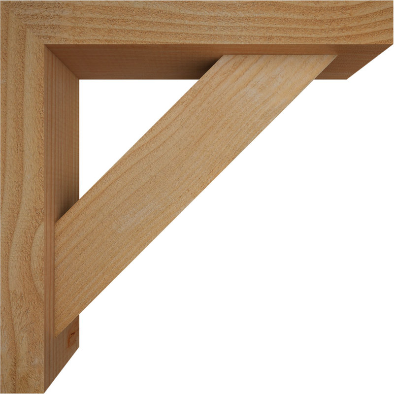 Traditional Block Bracket w/ Offset Brace, 18 x 18, 4"W Douglas Fir (Rough Sawn)