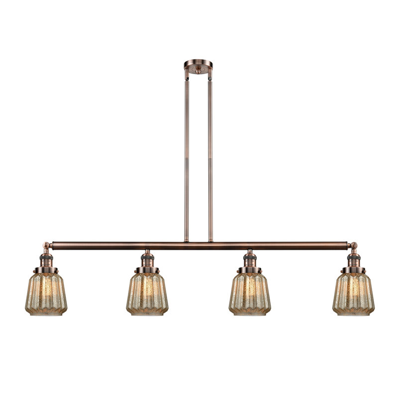 Luminaire suspendu pour îlot de cuisine 4 lumières Lemmons, Mercure, Chrome poli