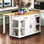 Îlot de cuisine de 47 po avec table de salle à manger extensible, table de cuisine en placage de bois d'hévéa avec support de rangement interne, prise de courant, îlot de cuisine avec rangement 2 tiroirs et 2 armoires-1556268149