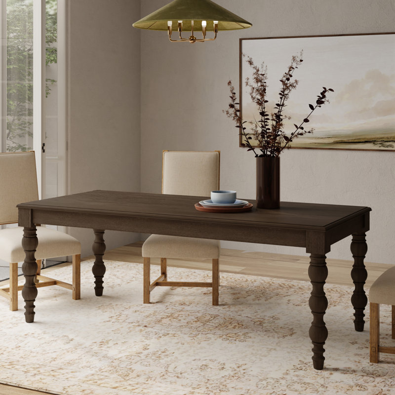 Braydan 84" Solid Wood Dining Table with Hand Turned legs, 30" H x 84" L x 37" W, Cofffee Brown