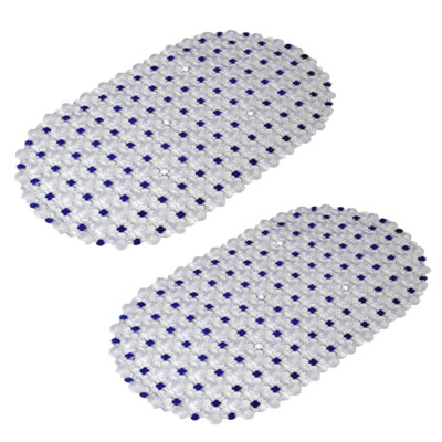 Set Of 2  Oval Bathtub Mat Non Slip, 27X15 Inch Bubble Bath Tub Mat For Bathroom, Machine Washable Shower Mat With Suction Cups And Drain Holes