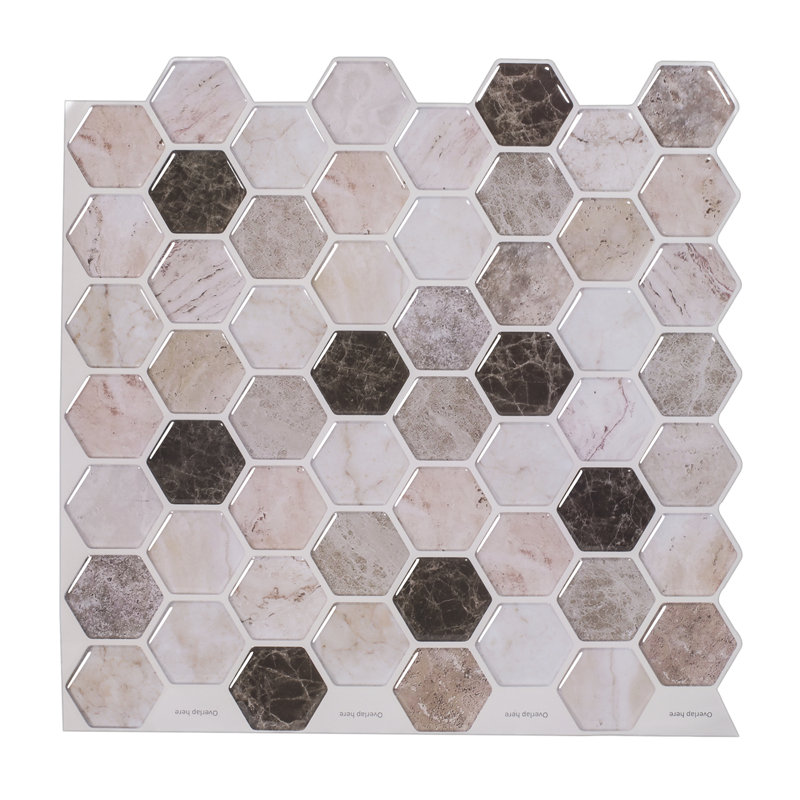 Carreau de mosaïque auto-adhésif en vinyle 12 po x 12 po, Beige