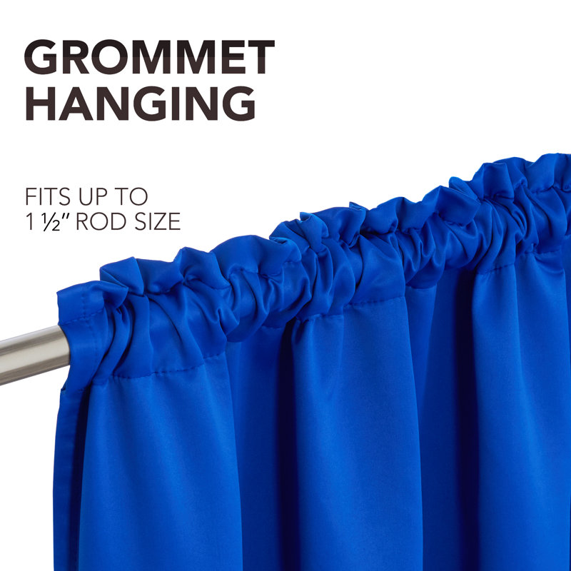 Deconovo 100 Percent Blackout with Liner Rod Pocket Curtain Panel Pair, 52" W x 63" L, Royal Blue