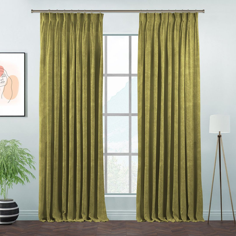 Room Darkening Single Curtain Panel, Olive Green, 190cm Width x 265cm Drop