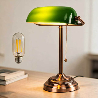 Glass Bankers Lamp