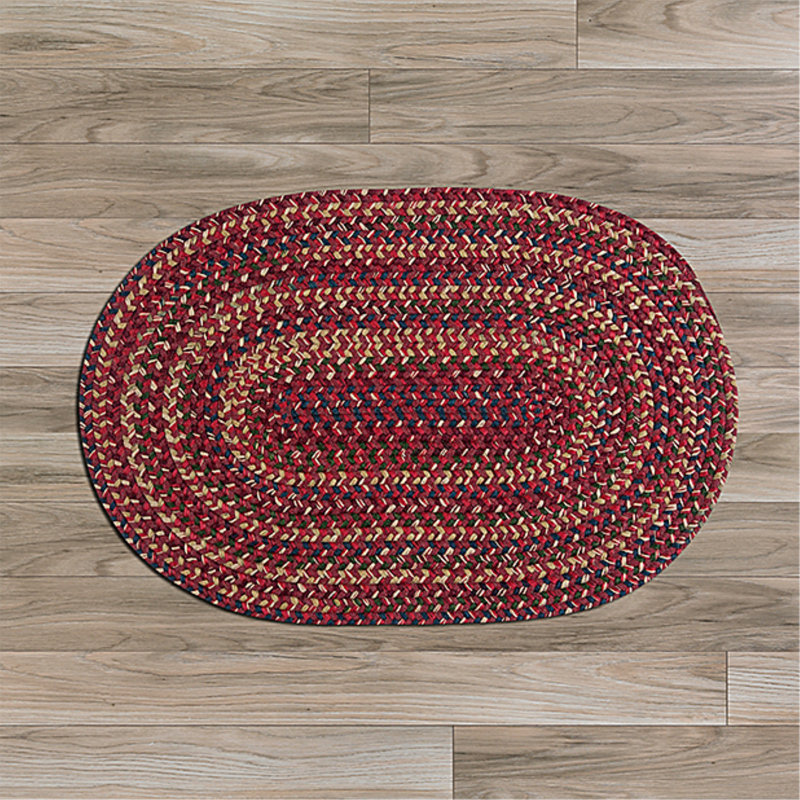 Tapis rouge en laine fabriqué à la main Azema, Ovale 11 pi x 14 pi