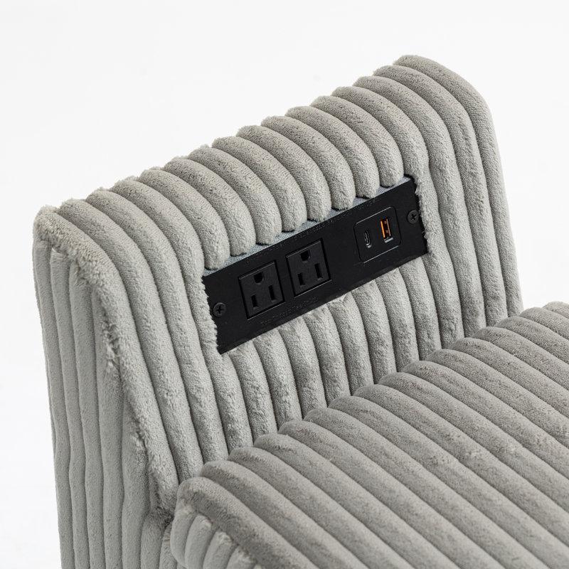 Table de bout rembourrée de 11,81 po avec rangement et porte-gobelets pour canapé modulaire modulaire, Gris