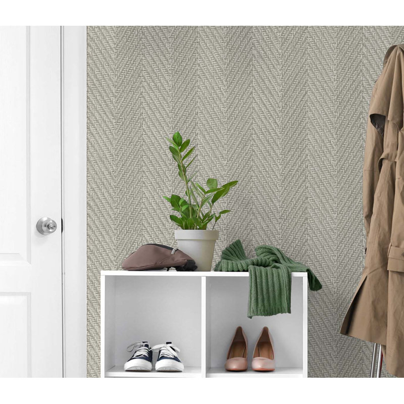 Tedlar Striped Vinyl Wallpaper Roll, Cafe Au Lait