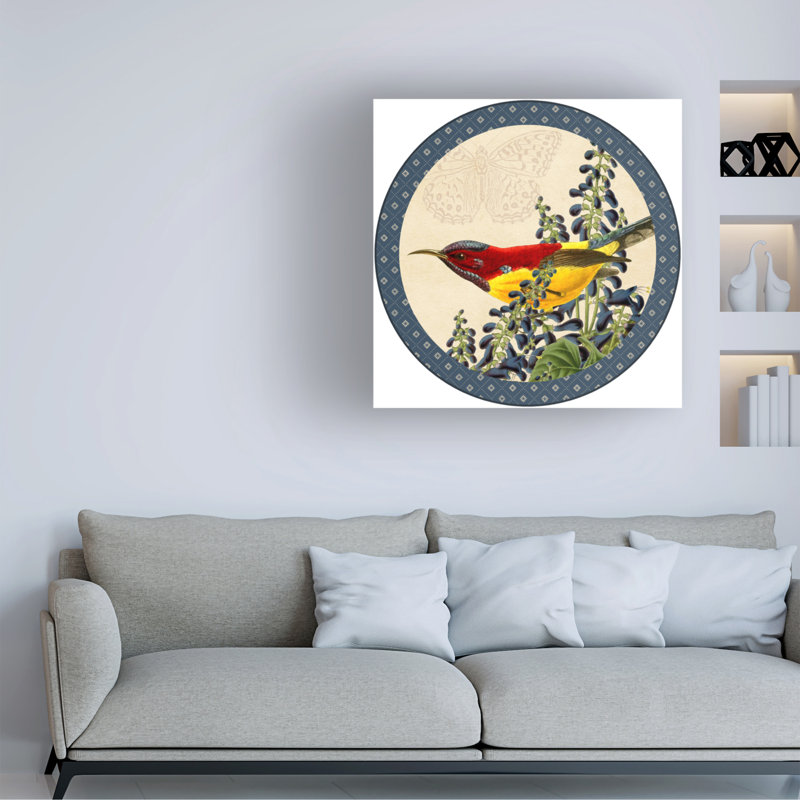 Art mural sur toile tendue - Gail Fraser «In Blue Salvia C Circle», art mural pour salon, chambre à coucher ou bureau - 14 x 14