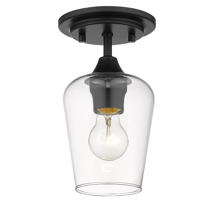 Glass Semi Flush Mount, Matte Black