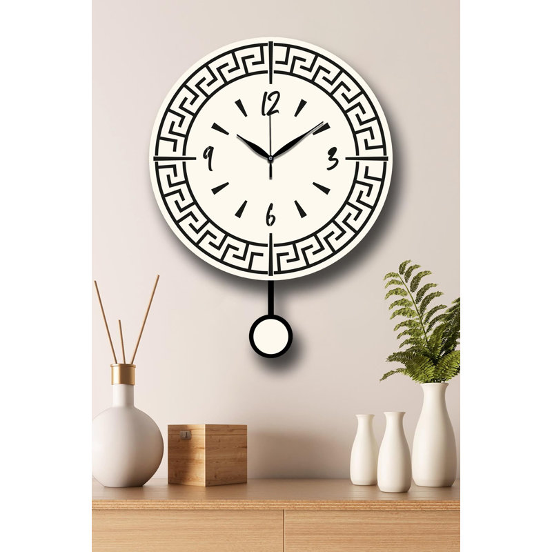 Horloge murale élégante Elegant, couleur crème, 15,4 po x 19,7 po | 100% panneau de fibres à densité moyenne, épaisseur: 0,14 pouce | Décoration élégante pour le salon, la chambre à coucher ou le bureau | Design moderne avec attrait intemporel