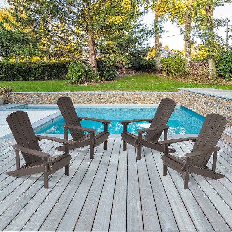 Kieth Rattan Adirondack Chair Weather-Resistant Fire Pit Recliner, Coffee