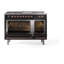 Cuisinière à double combustible ILVE Nostalgie II Series 48 po avec 5 brûleurs scellés, plaque de cuisson et table française (gaz naturel, porte pleine)-542713244-542714489