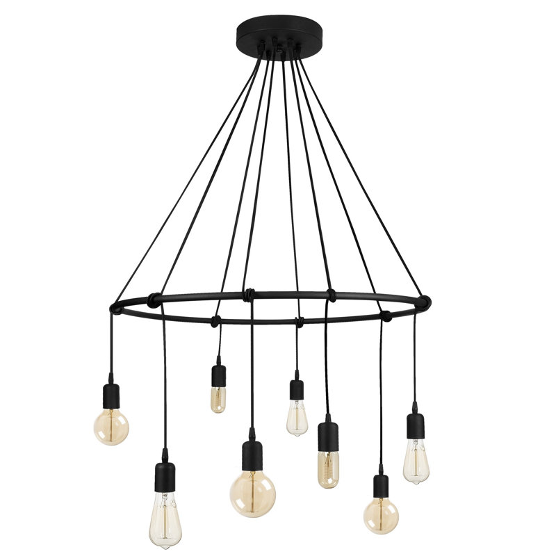 Luminaire suspendu à 8 lumières Hern, Noir