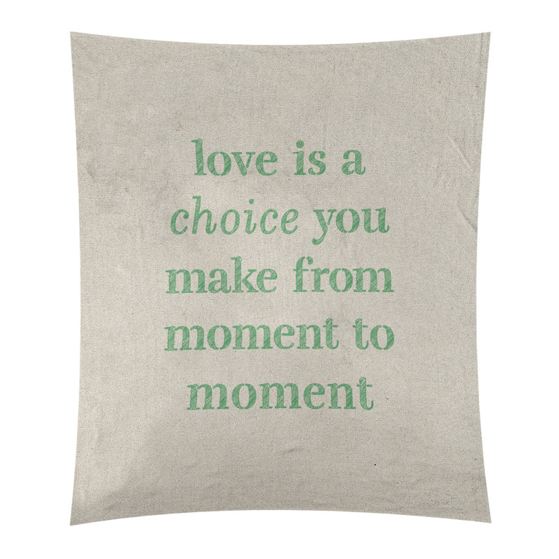 Tapisserie de polyester, l’amour d’écriture est un choix de citation, H 60 po x l 51 po, Blanc / Vert