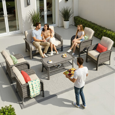 6 Piece Sofa Seating Group with Cushions